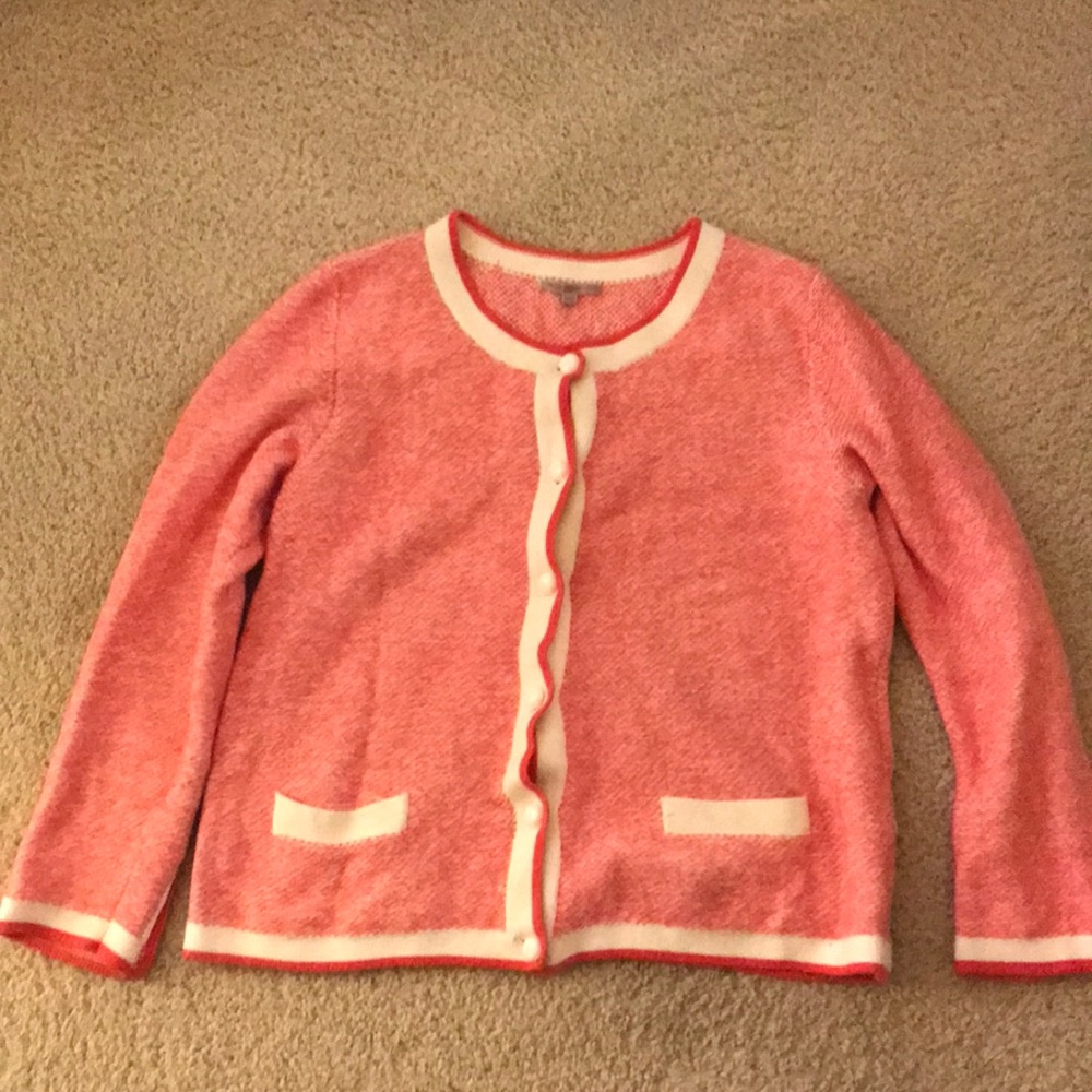 Gap Coral Cardigan with White Accents